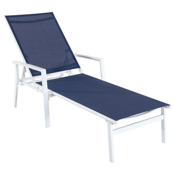 Naples Adjustable Sling Chaise, White/Navy