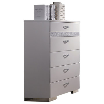 Acme Adair 5-Drawer Chest with Hidden Jewelry Drawer, White