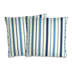Cushion Source - Figure 8 Stripe Chambray Outdoor Throw Pillows, Set of 2, 18"x18" - Outdoor Cushions And Pillows