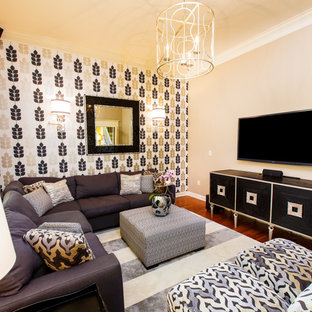 Shabby-chic style home cinema in Jackson.