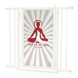 Fusion Gates - Fusion Gate with Dog Is My Zen Design, White Pearl, 32"-36" - Dog Gates