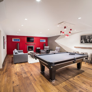 Ideas para sótanos | Diseños de sótanos modernos con marco de chimenea