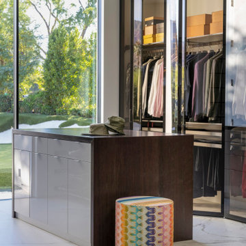 Serenity Indian Wells luxury home modern glass wall closet & dressing room