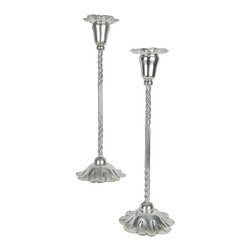 Marie Zimmermann Arts and Crafts Floriform Candlestick Pair - Candles And Candleholders