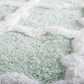 Lavish Home 100% Cotton 2 Piece Trellis Bathroom Mat Set, Seafoam