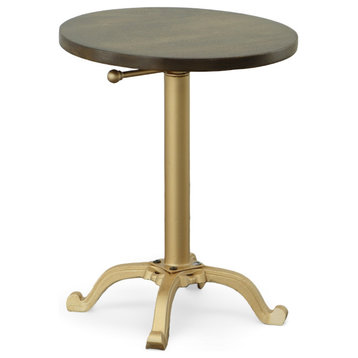 Elettra Adjustable Vintage Table, Elm, Gold
