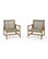 GDF Studio Savannah Outdoor Acacia Wood Frame Wicker Club Chairs, Set of 2