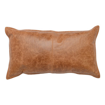 Kosas Home Cheyenne 100% Leather 14" x 26" Throw Pillow, Chestnut Brown