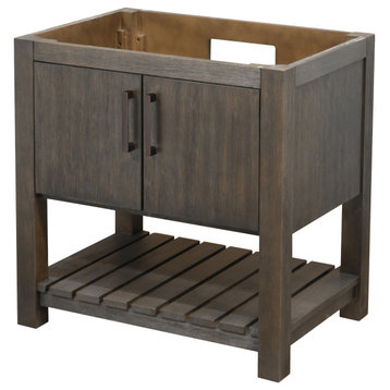 30" Bathroom Vanity in Solid Wood with a Café Mocha Finish and Handles, Oil Rubbed Bronze