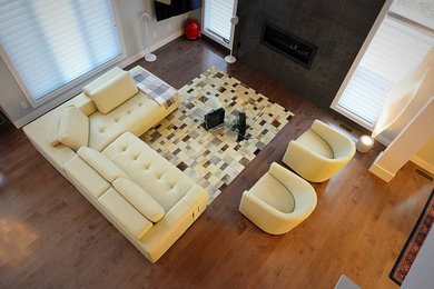 Example of a trendy living room design in Chicago