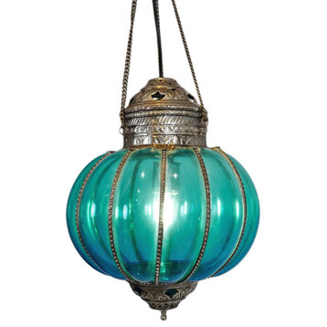 Consigned Turquoise Pumpkin Lantern Medium