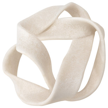 Organic Shape Entwined Knot Free Form Rings Sculpture Abstract Modern Off White