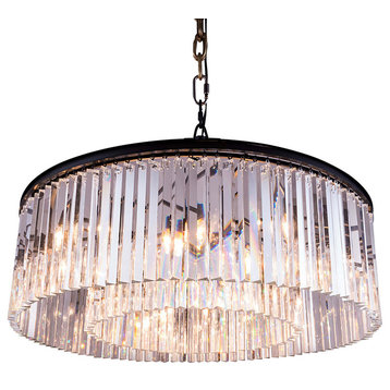 Crystal Prysm 10-Light Chandelier, Gray Iron, Clear, LED