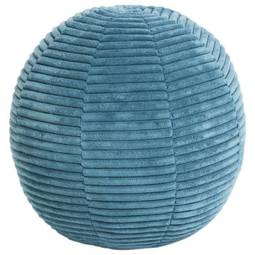 Sorra Home Turquoise Blue Soft Corduroy Indoor Ball Pillow, 10" Diameter