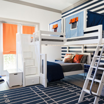 White Corner Twin XL Triple Bunk Bed with Ladder and Stairs