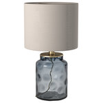 StyleCraft Home Collection - Blue Glass Accent Lamp with White Hardback UNO Shade - Accent your decor with this lovely Table Lamp.