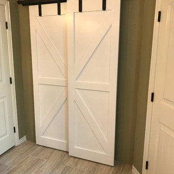 White "X" Style Bypass Barn Doors
