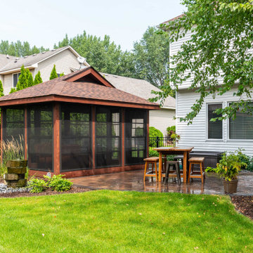 Rustic Detached Screen Room with Fire Table