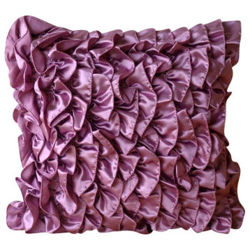 Vintage Style Ruffles Purple Satin 12x12 Pillow Covers Decorative -Vintage Vines