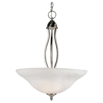 Glasswood 3-Light Pendant, Brushed Nickel With White Frost