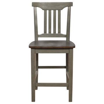 Berkley 5pc Set- Table Chairs in Slate Gray with Wood Stain Finish