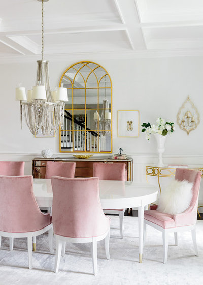 Transitional Dining Room by Joyelle West Photography