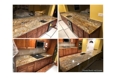Typhoon gold granite kitchen countertops in Germantown, Maryland