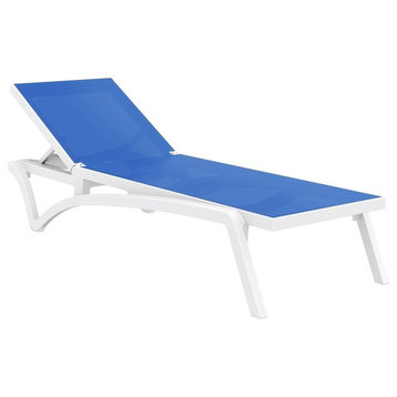 Compamia Pacific Sling Set of 2 Chaise Lounge With White Frame, Blue
