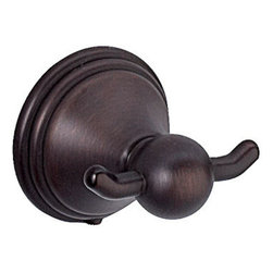 Door Corner - Florentine Series Bathroom Collection, Oil Rubbed Bronze, Double Robe Hook - Robe & Towel Hooks
