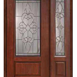 Prehung Sidelite Door 80 Fiberglass Courtlandt 1 Panel 3/4 Lite Glass - Front Doors