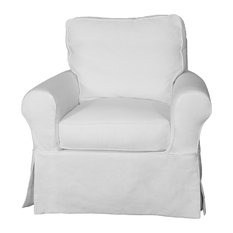 Sunset Trading Horizon Slipcovered Swivel Rocking Chair, Performance White