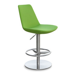 Eiffel Piston Stool & Stainless Steel Base- Pistachiao Camira Wool - Bar Stools And Counter Stools