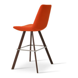 EIFFEL SWORD WALNUT - ORANGE CAMIRA WOOL (10 Years Guaranteed) - Bar Stools And Counter Stools
