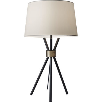 Benson Table Lamp - Black with Antique Brass Accent