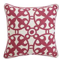 Moroccan Crewelwork Pillow Cover - Pink - Decorative Pillows