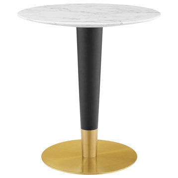Zinque 28" Artificial Marble Dining Table, Gold White