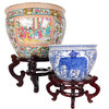 Oriental Porcelain Fish Bowl Stand, 15.5"