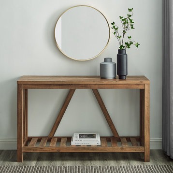 52" A-Frame Rustic Entry Console Table, Rustic Oak