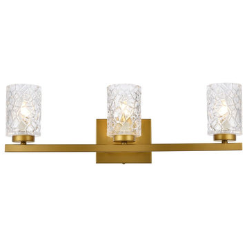 Conor 3-Light Bath Sconce, Brass With Clear Shade