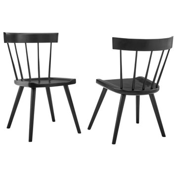 Sutter Wood Dining Side Chair Set of 2, Black