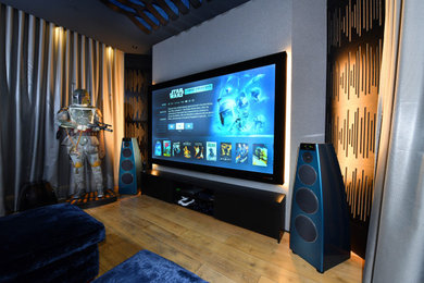 Photo of a modern home cinema in Oxfordshire.