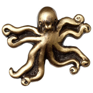 Octopus Knob, Antique Brass