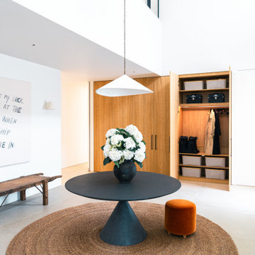 Modern Entrance Hall with Oak Storage