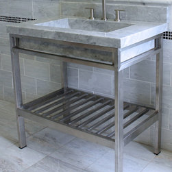 White Carrara Consoles - Bathroom Sinks