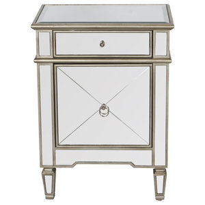Emory Antique Cream With Mirrored Nightstand Traditional Nightstands And Bedside Tables By Furniture Import Export Inc