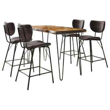 5 Piece Counter Height Dining Set with Modern Upholstered Faux Leather...