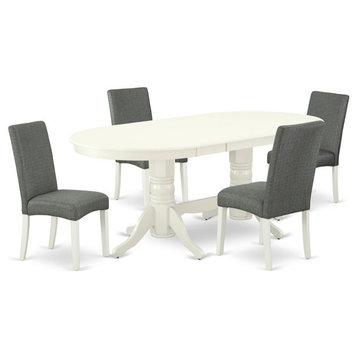 East West Furniture Vancouver 5-piece Wood Dining Set in Linen White/Gray