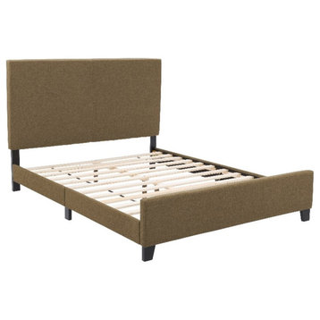 CorLiving Juniper Queen Size Clay Brown Fabric Upholstered Bed with Slats
