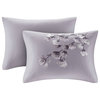 N Natori Sakura Blossom 3 Piece Cotton Sateen Printed Comforter Set, Lilac