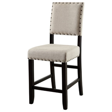 Furniture of America Sinuata Fabric Counter Height Chair in Black (Set of 2)